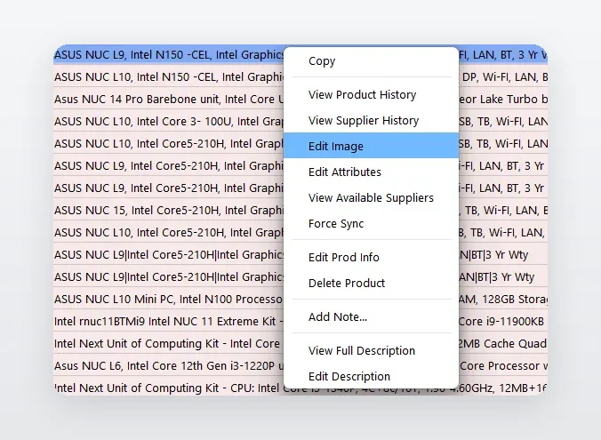 Custom context menus