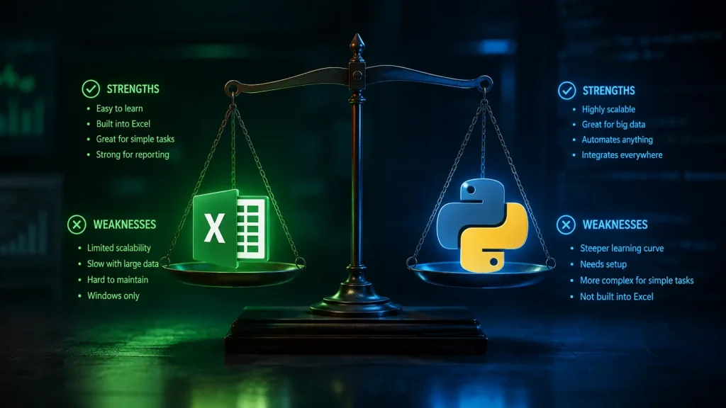 Excel & Python strengths and weaknesses